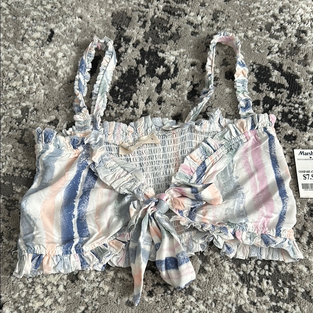Striped Ruffle Crop Top